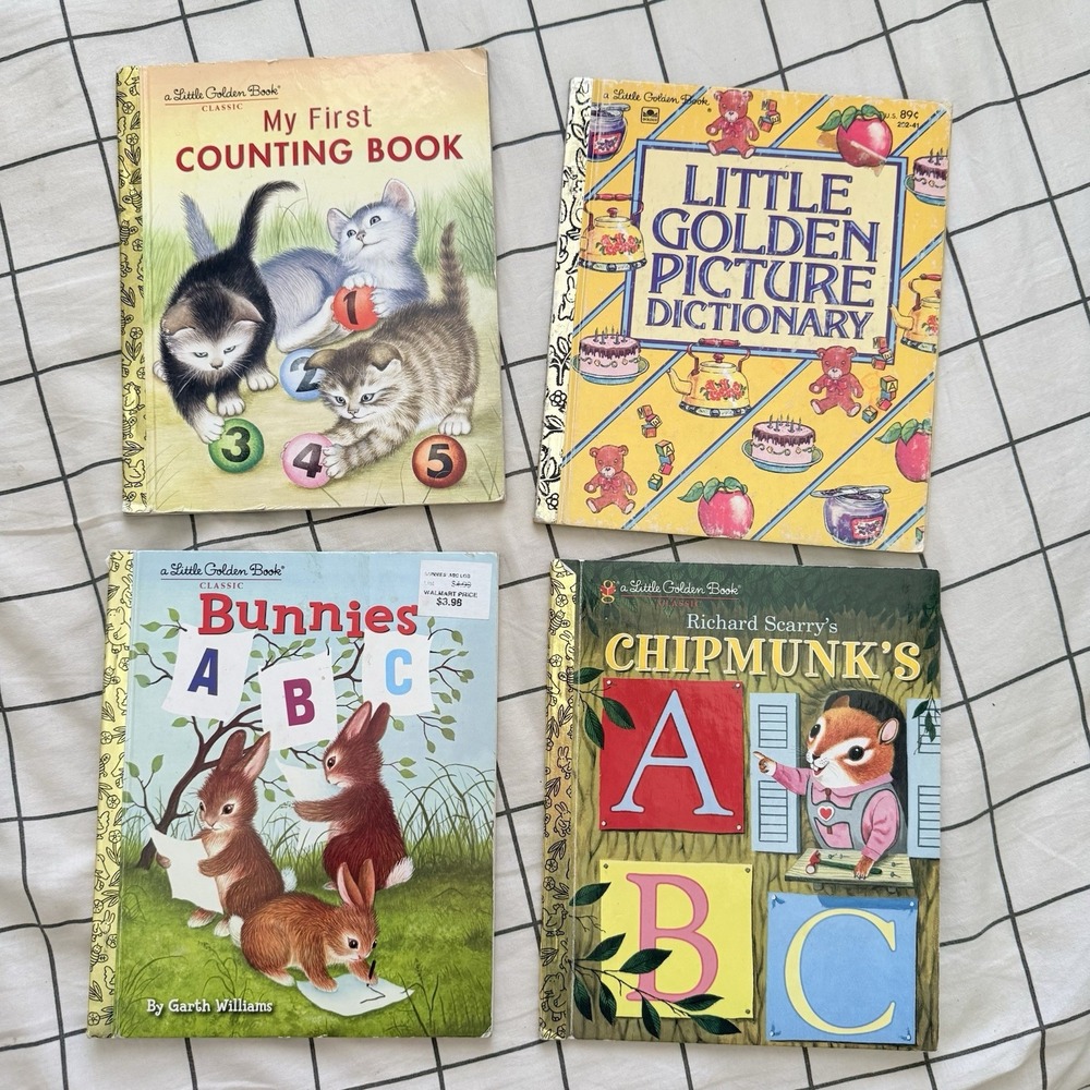 Lot of 4 Little Golden Books ABCs 123s Picture Dictionary Vintage 1981 Education